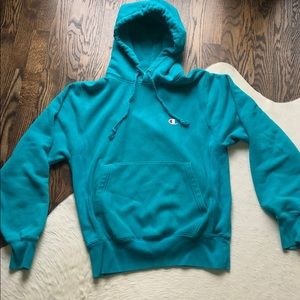 Teal champion reverse weave hoodie